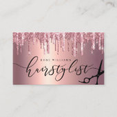 Elegant roos goud glitter scissers haarstylist squ visitekaartje (Voorkant)