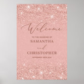 Elegant roos goud glitter sparkles bruiloft poster (Voorkant)