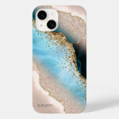 Elegant Roos Goud Glitter Turquoise Marmer Case-Mate iPhone Case (Achterkant)