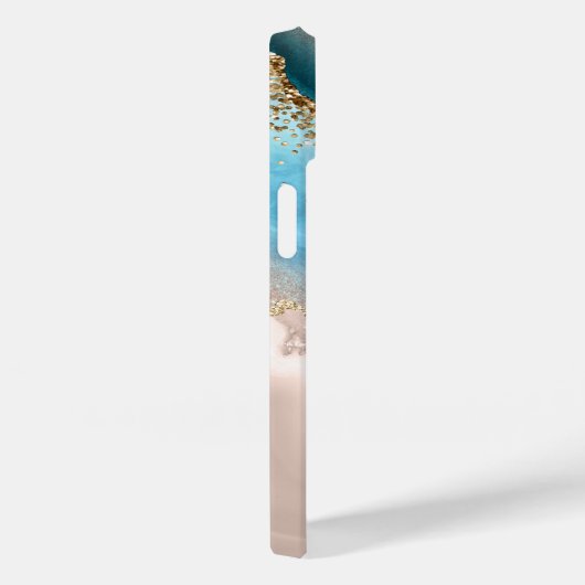 Elegant Roos Goud Glitter Turquoise Marmer Case-Mate iPhone Case (Achterkant / Rechts)