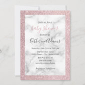 Elegant roos goud glitter wit marmer baby shower kaart (Voorkant)