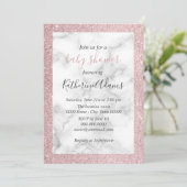 Elegant roos goud glitter wit marmer baby shower kaart (Staand voorkant)