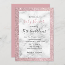 Elegant roos goud glitter wit marmer baby shower