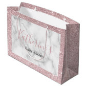 Elegant roos goud glitter wit marmer baby shower large cadeautasje (Achterkant Gekanteld)