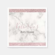 Elegant roos goud glitter wit marmer baby shower