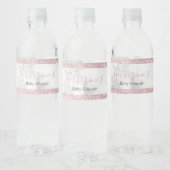 Elegant roos goud glitter wit marmer baby shower waterfles etiket (Flessen)