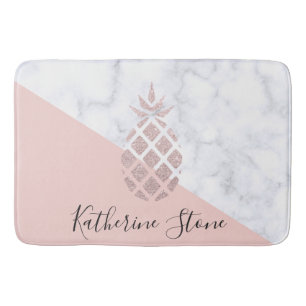 Elegant roos goud glitter witte marmer badmat