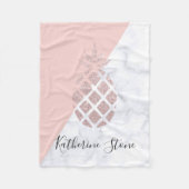 Elegant roos goud glitter witte marmer fleece deken (Voorkant)