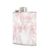 Elegant roos goud glitter witte marmer heupfles (Links)