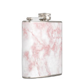 Elegant roos goud glitter witte marmer heupfles (Rechts)