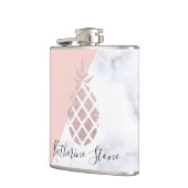 Elegant roos goud glitter witte marmer heupfles (Links)