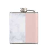 Elegant roos goud glitter witte marmer heupfles (Achterkant)