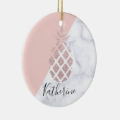 Elegant roos goud glitter witte marmer keramisch ornament (Rechts)