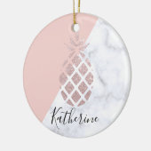 Elegant roos goud glitter witte marmer keramisch ornament (Links)