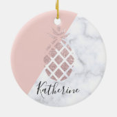 Elegant roos goud glitter witte marmer keramisch ornament (Achterkant)