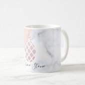 Elegant roos goud glitter witte marmer koffiemok (Voorkant rechts)