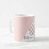 Elegant roos goud glitter witte marmer koffiemok (Voorkant links)