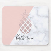 Elegant roos goud glitter witte marmer muismat (Voorkant)