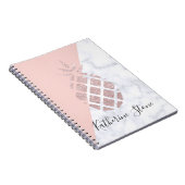 Elegant roos goud glitter witte marmer notitieboek (Rechterzijde)