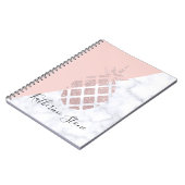 Elegant roos goud glitter witte marmer notitieboek (Linkerzijde)