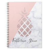 Elegant roos goud glitter witte marmer notitieboek (Voorkant)