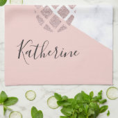 Elegant roos goud glitter witte marmer theedoek (Gevouwen)