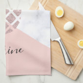 Elegant roos goud glitter witte marmer theedoek (Quarter Fold)