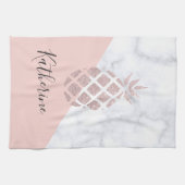 Elegant roos goud glitter witte marmer theedoek (Horizontaal)