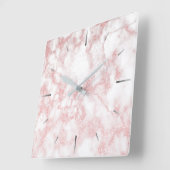 Elegant  roos goud glitter witte marmer vierkante klok (Hoek)