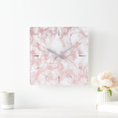 Elegant  roos goud glitter witte marmer vierkante klok (Huis)