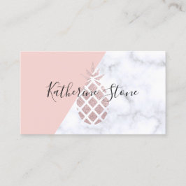 Elegant roos goud glitter witte marmer visitekaartje