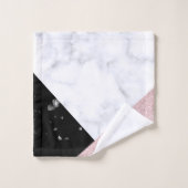 Elegant roos goud glitter witte zwarte marmer bad handdoek (Wasdoekje)