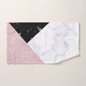 Elegant roos goud glitter witte zwarte marmer bad handdoek (Handdoek)