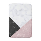 Elegant roos goud glitter witte zwarte marmer badmat (Voorkant Verticaal)