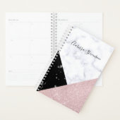 Elegant roos goud glitter witte zwarte marmer planner (Display)