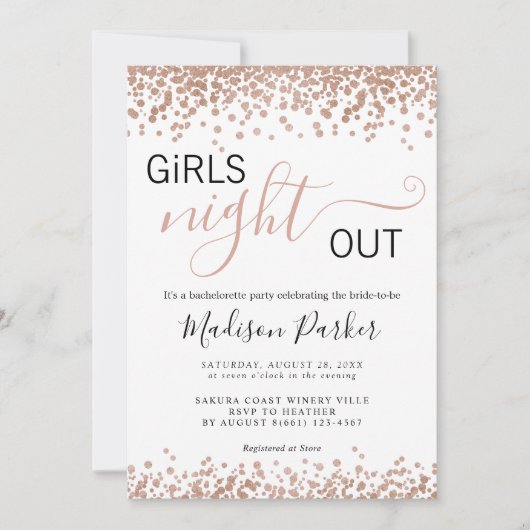 Elegant Roos Goud Glitters Wit Bachelorette Kaart (Voorkant)