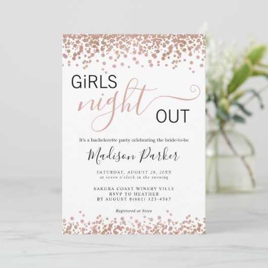 Elegant Roos Goud Glitters Wit Bachelorette Kaart (Staand voorkant)