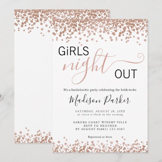 Elegant Roos Goud Glitters Wit Bachelorette Kaart (Voorkant / Achterkant)