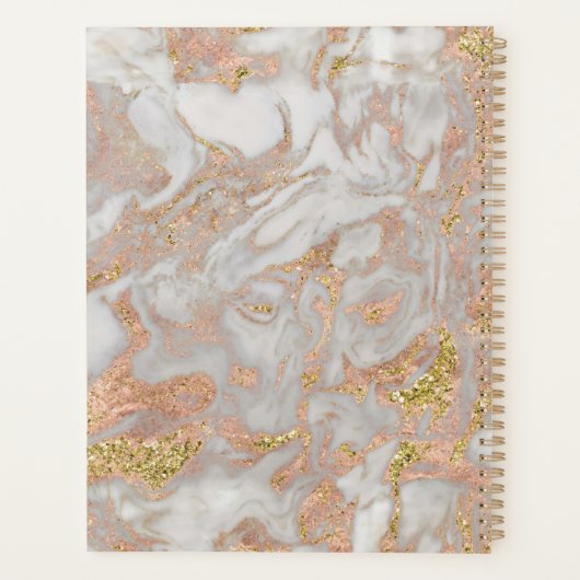 Elegant roos goud grijs marmer metallic koper planner (Achterkant)