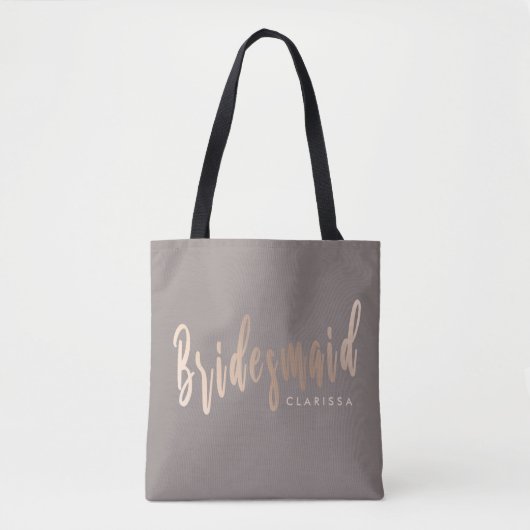 Elegant roos goud & grijze bruidsbruidster tote bag (Voorkant)