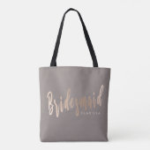 Elegant roos goud & grijze bruidsbruidster tote bag (Achterkant)