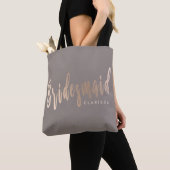 Elegant roos goud & grijze bruidsbruidster tote bag (Dichtbij)