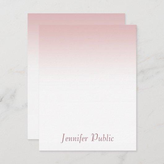 Elegant Roos Goud Handgeschreven Script Modern Notitiekaartje (Voorkant / Achterkant)