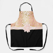 Elegant Roos Goud Luipaard Roze Lint Zwart Schort (Voorkant)