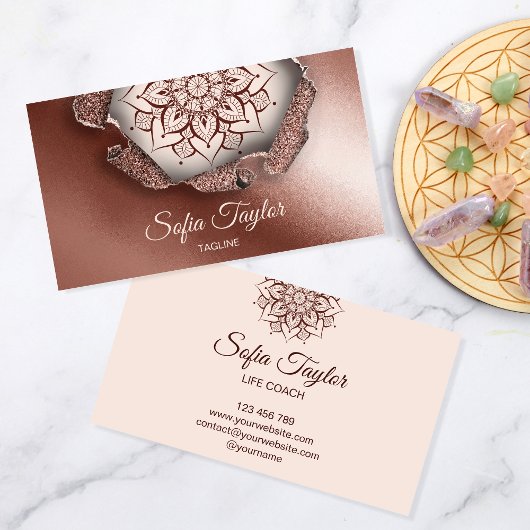 elegant roos goud mandala met glitter gescheurd pa visitekaartje