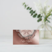 elegant roos goud mandala met glitter gescheurd pa visitekaartje (Staand voorkant)