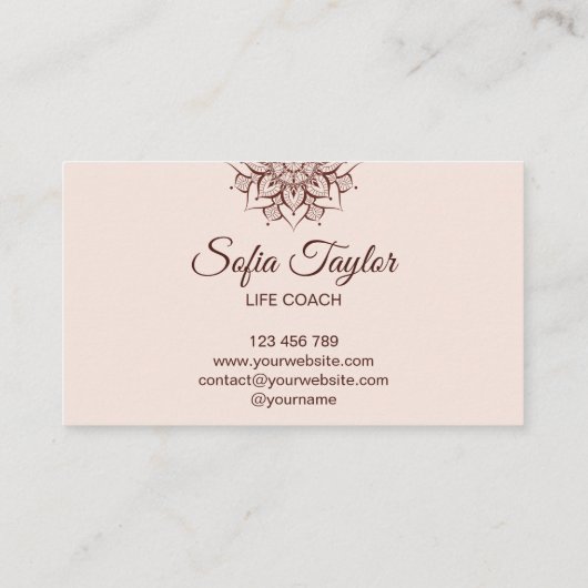 elegant roos goud mandala met glitter gescheurd pa visitekaartje (Achterkant)