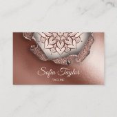 elegant roos goud mandala met glitter gescheurd pa visitekaartje (Voorkant)