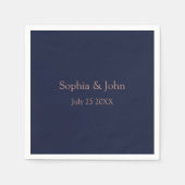 Elegant Roos Goud Marine Blauw Bruiloft Papier Ser Servet (Voorkant)