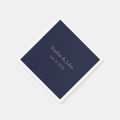 Elegant Roos Goud Marine Blauw Bruiloft Papier Ser Servet (Hoek)